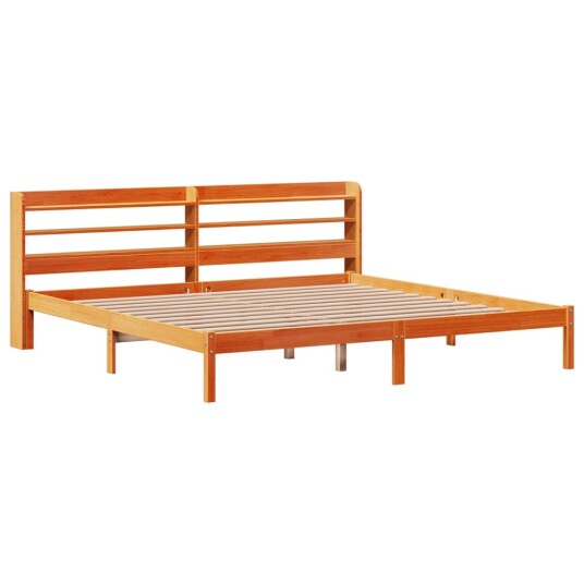 Sengeramme med hodegavl voksbrun 180x200 cm heltre furu 3306562