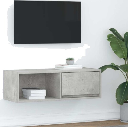 TV benk betonggrå 80x31x25,5 cm konstruert tre TV benk betonggrå 80x31x25,5 cm konstruert tre