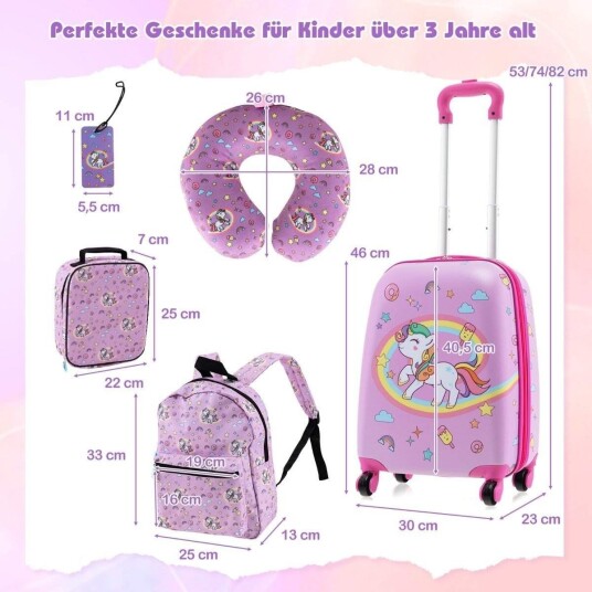 Barnebagasjesett med 5 deler – 16"" koffert, ryggsekk og mer