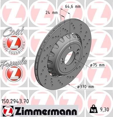 Bremseskive ZIMMERMANN 150.2943.70