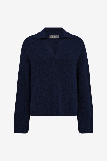 MOS MOSH - Pullover mmThora Aidy Polo Knit - Blå
