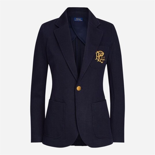 Ralph Lauren Double Knit Jacquard Blazer Park Avenue Navy