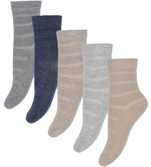Minymo Socks W. Knit (5-Pack) - Multi/patterned - 15\18