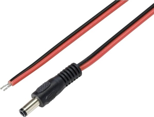 Tru Components Tilkoblingskabel Lavspenning Lavspenningsplugg Åpen Ende 5,5 Mm / 2,5 Mm 2,00 M 1 Stk