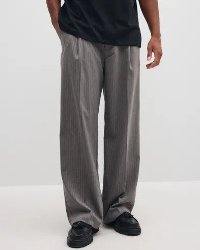 Woodbird Wbbin Hb Stripe Pants Dressbukser Grå