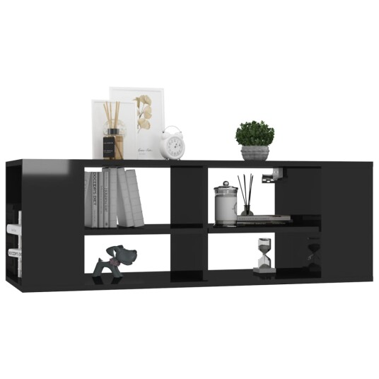 vidaXL Vegghengt TV-benk høyglans svart 102x35x35 cm sponplate