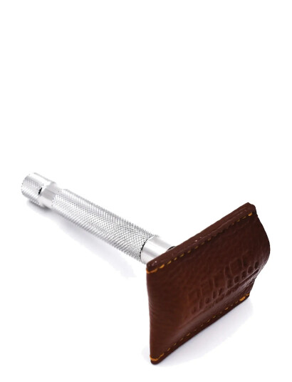 Parker Parker Leather Safety Razor Cover Brown