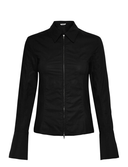 Weekday Long-Sleeved Fitted Zip Shirt - Black - 36