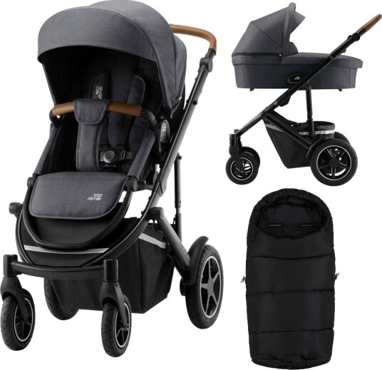 Barnevogn Komplett Britax Smile III Midnight Grey Ink. Bagdel + Vognpose