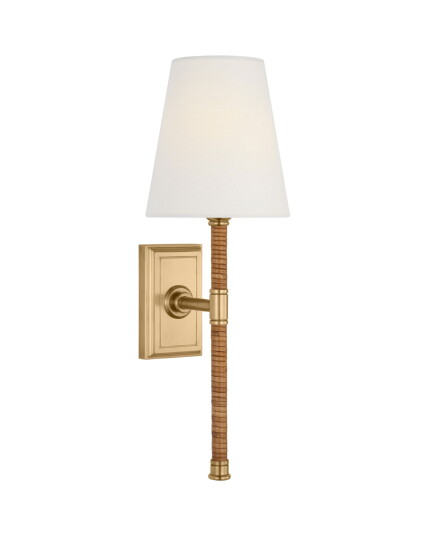 Visual Comfort Basden 16" Tail Sconce Antique Burnished Brass/Natural Rattan