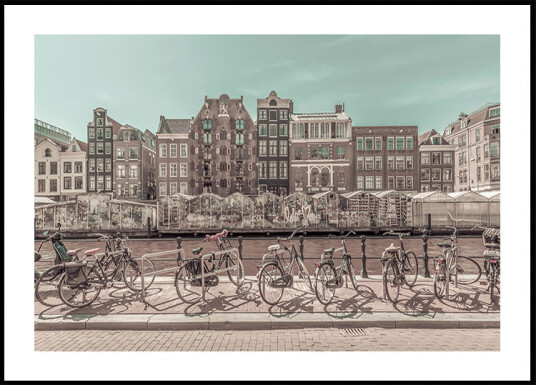 AMSTERDAM Singel Canal with Flower Market | urban vintage style Plakat Plakat / 50x70cm AMSTERDAM Singel Canal with Flower Market | urban vintage style Plakat Plakat / 50x70cm
