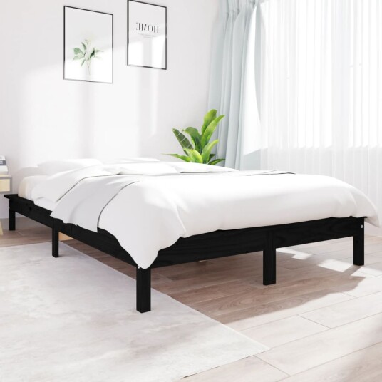 vidaXL Sengeramme svart heltre furu 120x200 cm