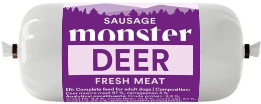 Monster Pet Food Hjort Pølse 80 g - Våtfôr til Hund