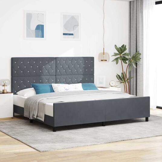 Sengramme Mørk Grå 200x200 cm Fløyel