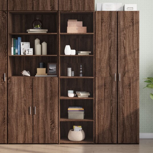 Highboard brun eik 50x41x185 cm konstruert tre