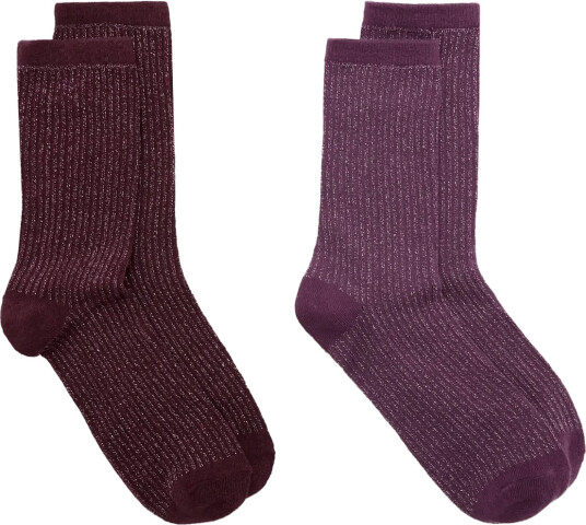 Mango Pack Of 2 Lurex Socks Purple ONE SIZE