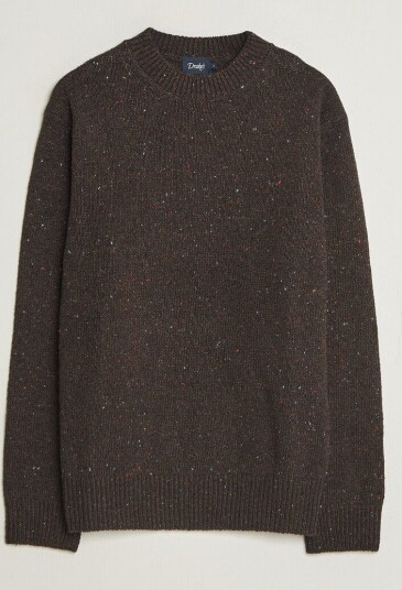 Drake's Donegal Crewneck Brown