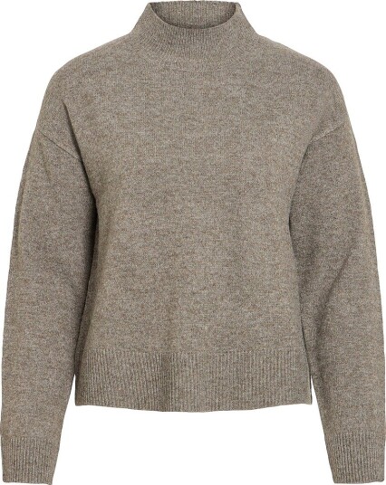 Vila   Polohals  Viaylin Highneck L/S Knit Top/Pb   Grå