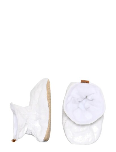 Melton Lace Textile Slippers   White   24/25