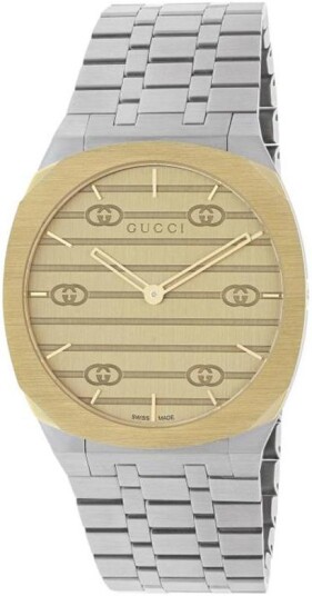 Gucci 25H Dameklokke YA163403 Gull/Stål Ø34 mm Gucci 25H Dameklokke YA163403 Gull/Stål Ø34 mm