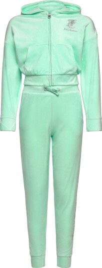 Juicy Couture Juicy Cropped Zip Thru & Relaxed Jogger Set Green 134 Juicy Couture Juicy Cropped Zip Thru & Relaxed Jogger Set Green 134