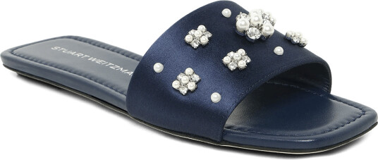 Stuart Weitzman Poppy Flat Slide Navy 38 Stuart Weitzman Poppy Flat Slide Navy 38