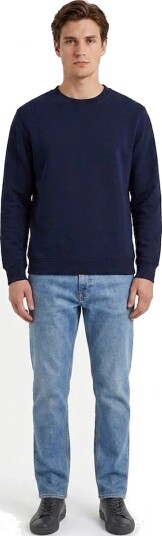 A QUESTION OF Johannes Crewneck Garment Dyed   Navy   S