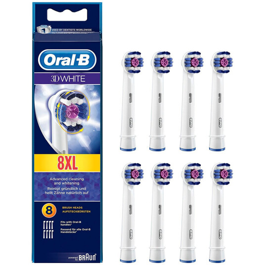 8 stk. Oral B 3D White tannbørstehoder