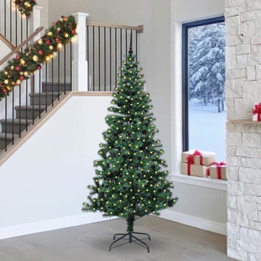  Kunstig Forhåndsopplyst Juletre grønn 240 cm PVC og metall
