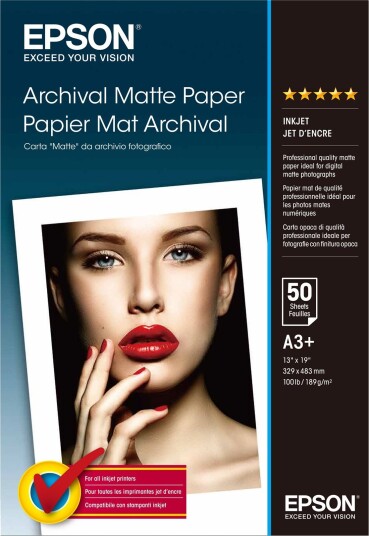 Epson Archival Matt Super A3/B 330 X 483 Mm 192 G/M² 50 Ark Papir For Surecolor Sc P700 P7500 P900 P9500 T2100 T3100 T3400 T3405 T5100 T5400 T5405 Epson Archival Matt Super A3/B 330 X 483 Mm 192 G/M² 50 Ark Papir For Surecolor Sc P700 P7500 P900 P9500 T2100 T3100 T3400 T3405 T5100 T5400 T5405