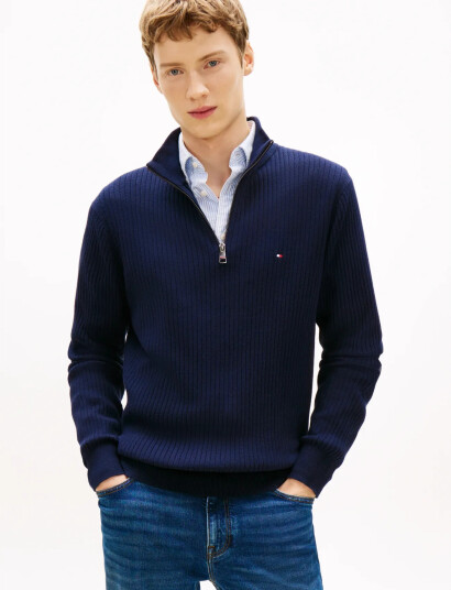 Tommy Hilfiger Pima Ctn Cash Structure Zip Mock Navy XXL Tommy Hilfiger Pima Ctn Cash Structure Zip Mock Navy XXL