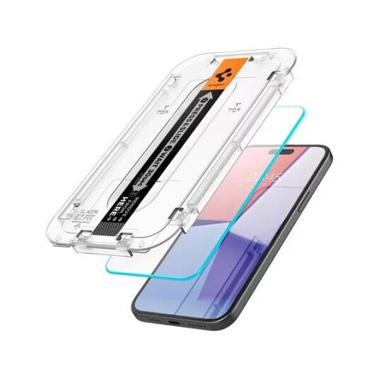 Spigen EZ Fit Skjermbeskytter i Herdet Glass til iPhone 15/16 - 2-pakning