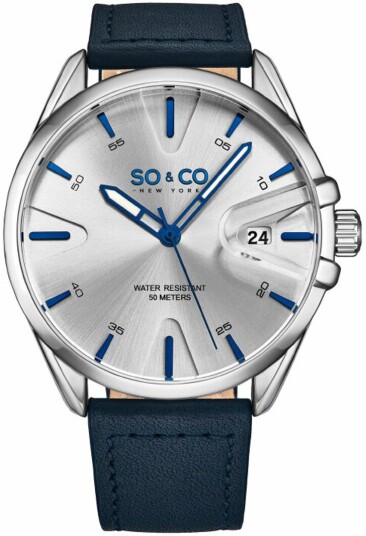 So & Co New York Herreklokke 5594.1 Madison Sølvfarget/Lær Ø44 So & Co New York Herreklokke 5594.1 Madison Sølvfarget/Lær Ø44