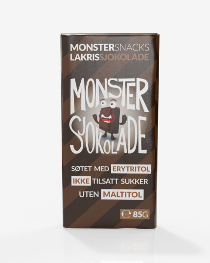 Monster Lavkarbo Belgisk Melkesjokolade m/Lakrisrot 85g - UTEN MALTITOL Monster Lavkarbo Belgisk Melkesjokolade m/Lakrisrot 85g - UTEN MALTITOL