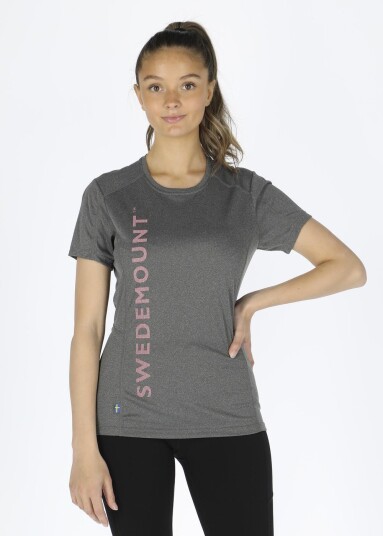 Swedemount Training Logo Tee W Dk. Grey Melange/Lt. Pink 38 Trenings-T-Shirts