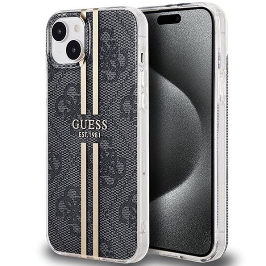 Guess Mobildeksel iML 4G Gold Stripe for iPhone 15 Plus - Svart