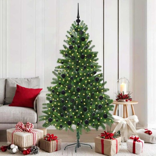 Juletre med 300 LED med stativ grønn 180 cm PE