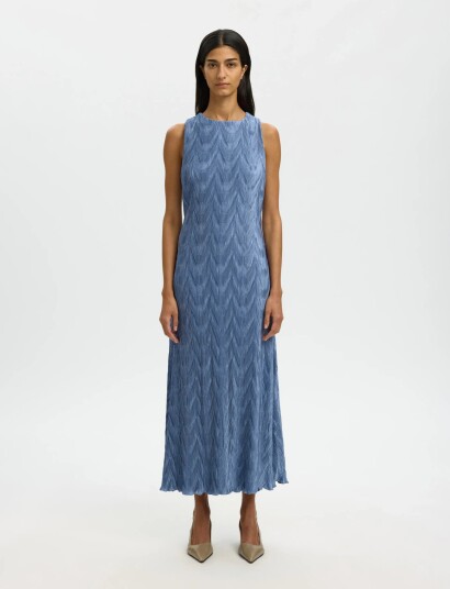Selected Slfanya Sl Regular Ankle Plisse Dress B Blue 36 Selected Slfanya Sl Regular Ankle Plisse Dress B Blue 36