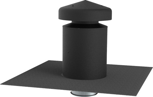 Ventilasjonshette Ø125 svart med integrert takpapp, isolert 50 mm Ventilasjonshette Ø125 svart med integrert takpapp, isolert 50 mm