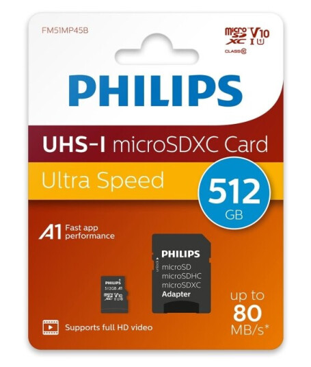 Philips Microsdxc Card 512Gb Class 10 Uhs-I U3 Incl. Adapter Philips Microsdxc Card 512Gb Class 10 Uhs-I U3 Incl. Adapter