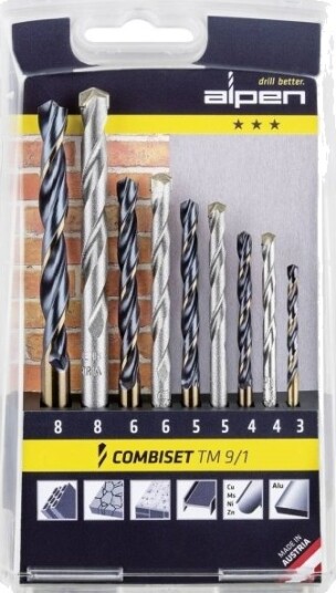 Alpen Tm 9/1 Universalborresett 9 Deler 3/4/5/6/8 Mm