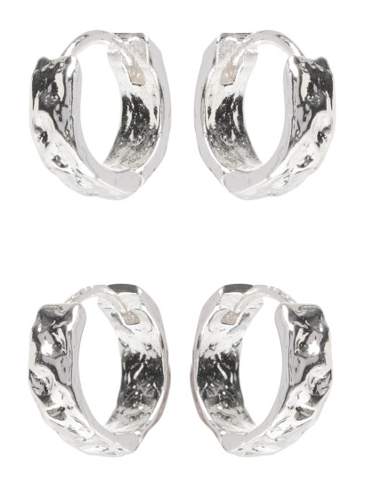 Pilgrim Tabitha Hoop Earrings 2 In 1 Set Silver Plated Silver ONE SIZE