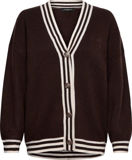 Bruuns Bazaar Chalinabbsira Knit Cardigan - DARK BROWN - XL