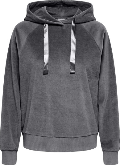 JDY Jdyvida L/S Velvet Hoodie Top Jrs Dia   Grey   XXL