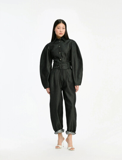 ROTATE Birger Christensen Denim Fitted Shirt - Black - 34