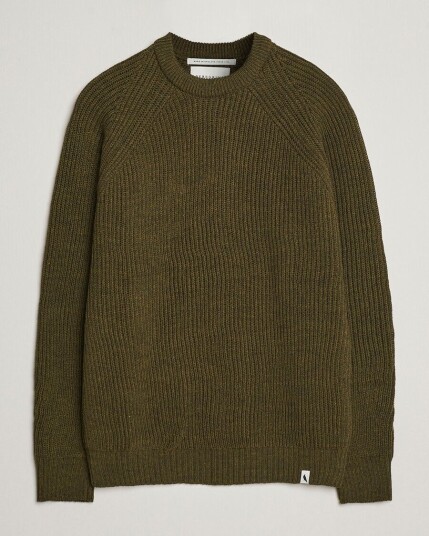 Peregrine Ford Knitted Wool Jumper Olive
