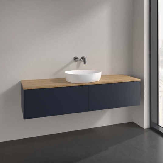 Villeroy & Boch  Antao Servantskap med 2 skuffer 160x50x36 cm m/lys Blå Matt/Eik