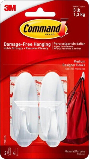 3M Command Krok, medium, hvit, 2 st 3M Command Krok, medium, hvit, 2 st