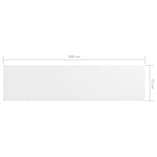 vidaXL Balkongskjerm hvit 75x300 cm oxfordstoff