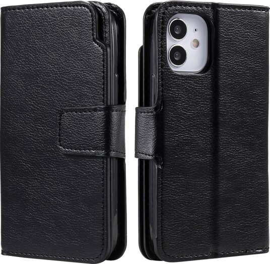 Trolsk Lommebokdeksel Skinnimitasjon for 9 Kort (iPhone 11) Svart